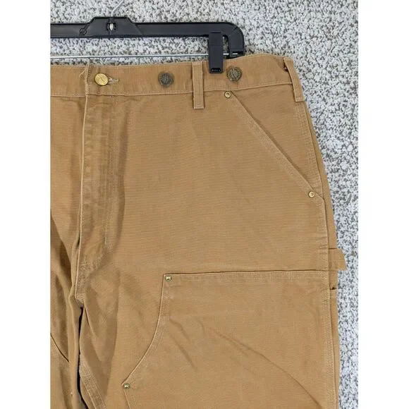 Carhartt Double Knee‎ Pants 42x32 Brown Duck Canvas Carpenter Dungaree Jeans B01